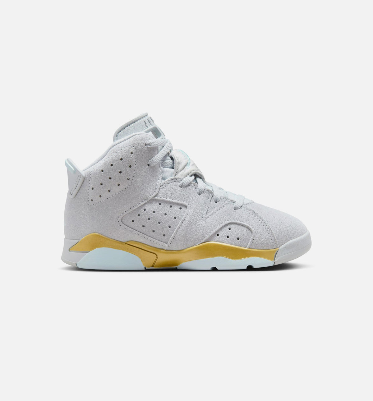 Air Jordan 6 Retro Pearl Preschool – Pure Platinum/Glacier Blue/Metallic Gold