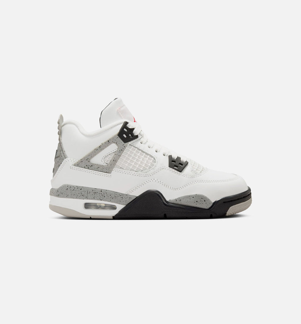 Air Jordan 4 Retro White Cement Grade School – Summit White/Fire Red/Cement Grey/Black