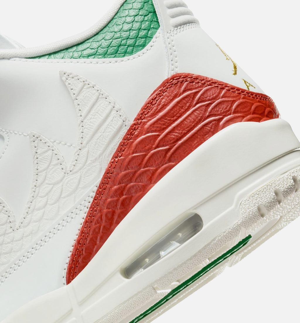 Air Jordan 3 Retro El Vuelo Men's – Summit White/Pine Green/Dragon Red/Metallic Gold