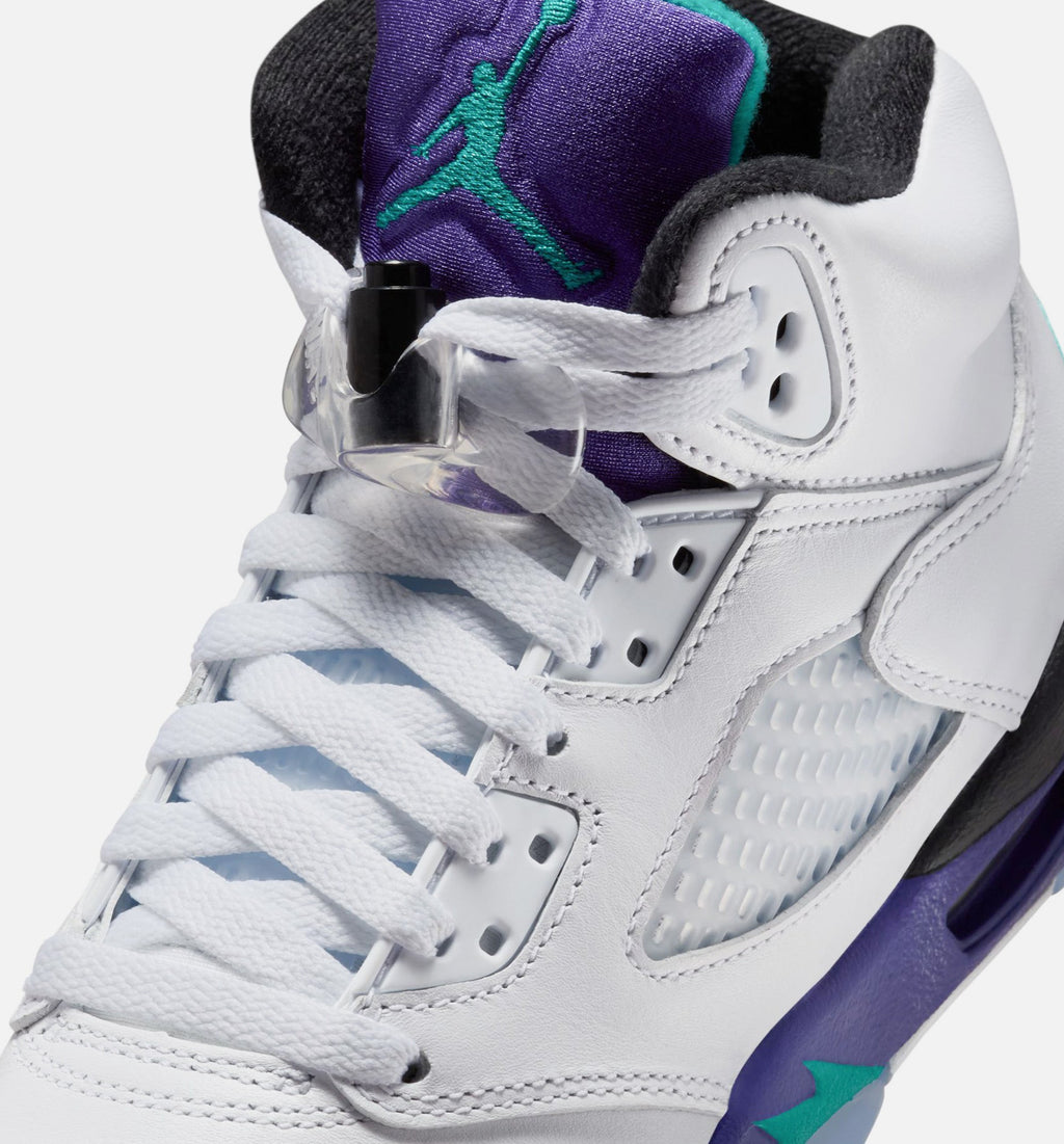Air Jordan 5 Retro Grape Grade School – White/New Emerald/Grape Ice/Black