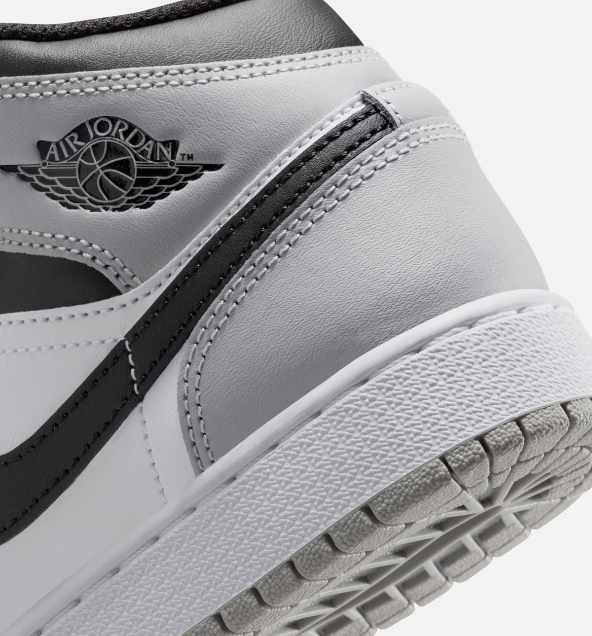 Air Jordan 1 Mid Grade School – White/Light Smoke Grey/Black