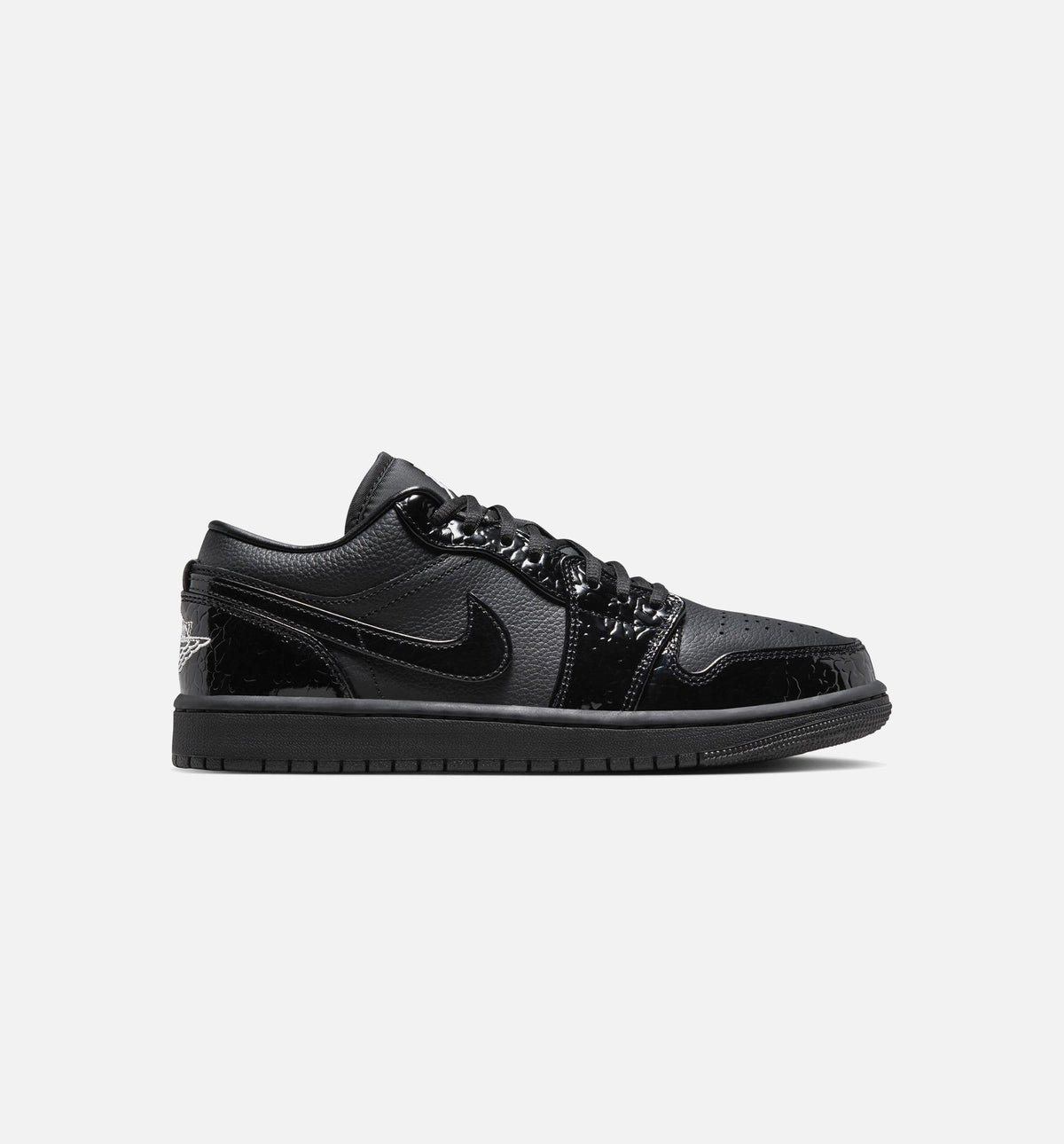 Air Jordan 1 Low Patent Elephant Women's – Black/White/Metallic Silver