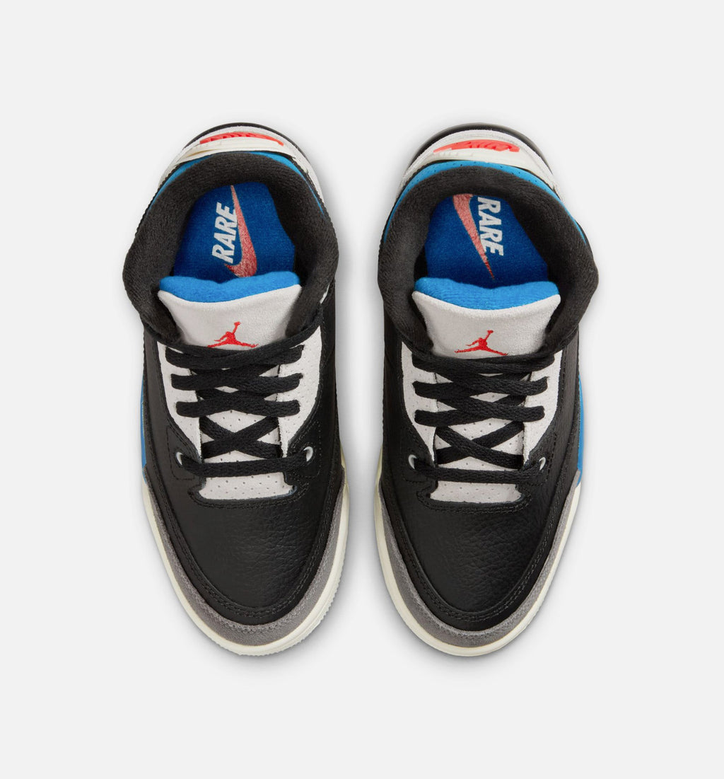 Air Jordan 3 Retro OG Rare Air Preschool – Black/Chile Red/Neutral Grey