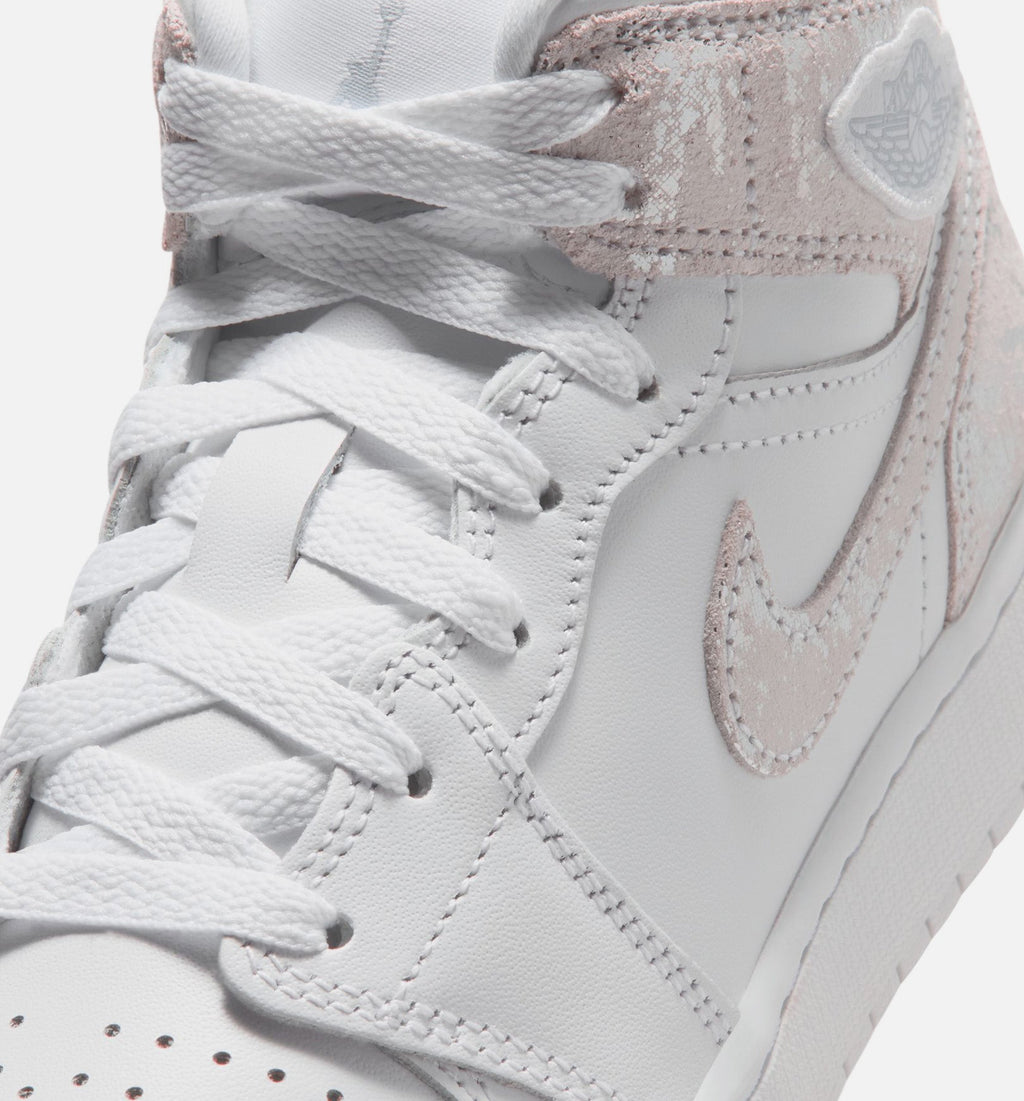 Air Jordan 1 Mid SE Grade School – White/Field Silver