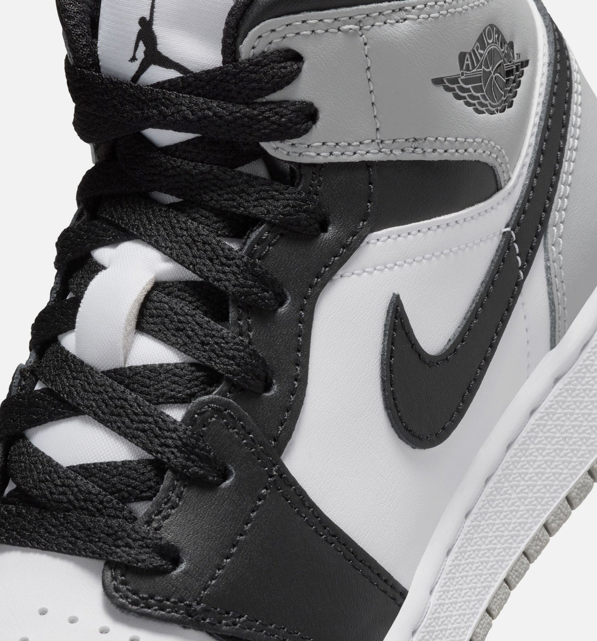 Air Jordan 1 Mid Grade School – White/Light Smoke Grey/Black