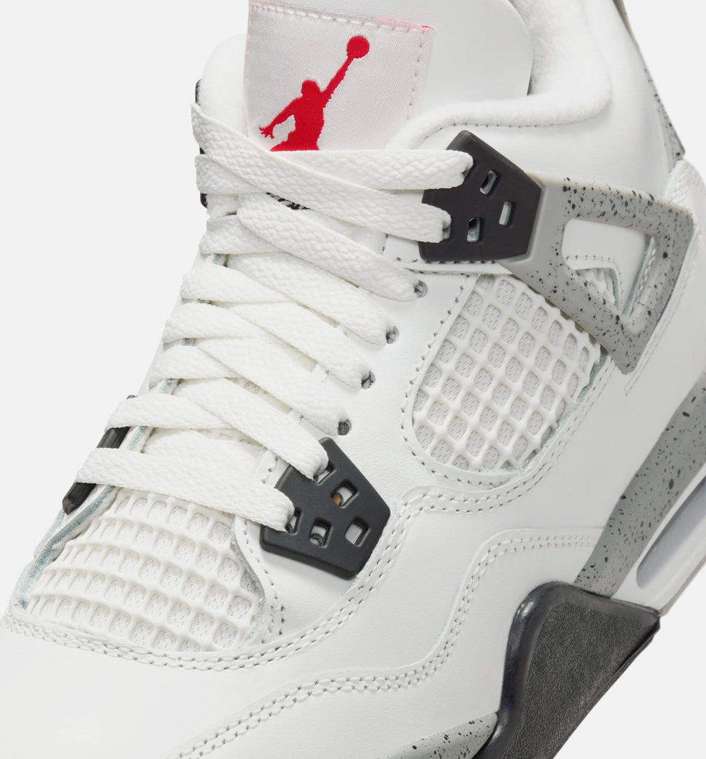 Air Jordan 4 Retro White Cement Grade School – Summit White/Fire Red/Cement Grey/Black