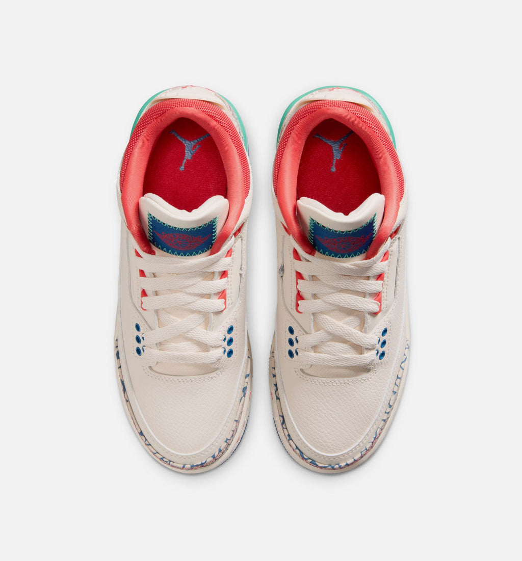 Air Jordan 3 Retro Play Your Way Grade School – Chalk/Track Red/True Blue/Kinetic Green